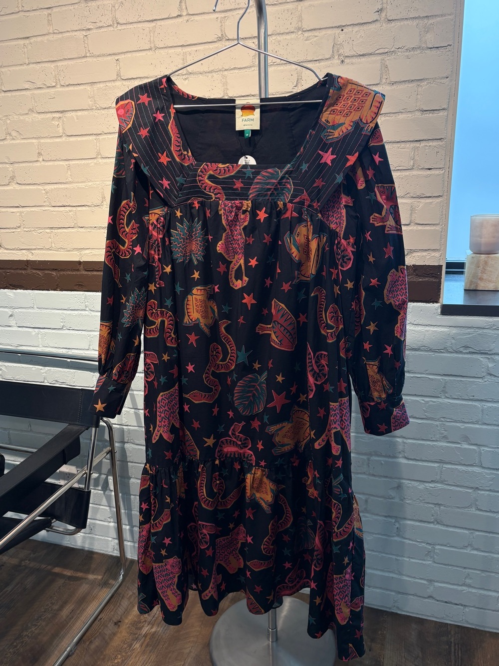 Black Animal Sky Midi Dress